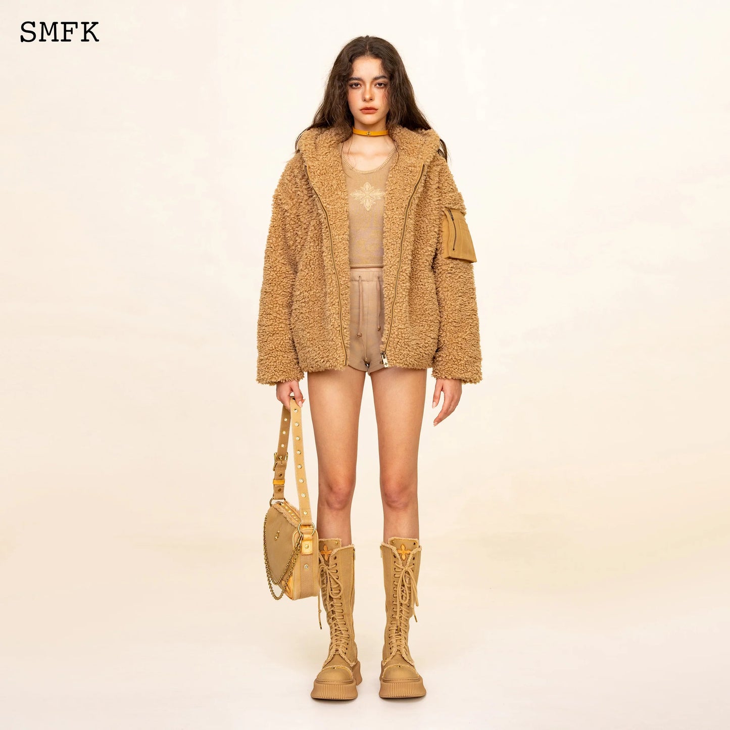Wildworld Adventure Outdoor Faux Fur Hoodie In Wheat