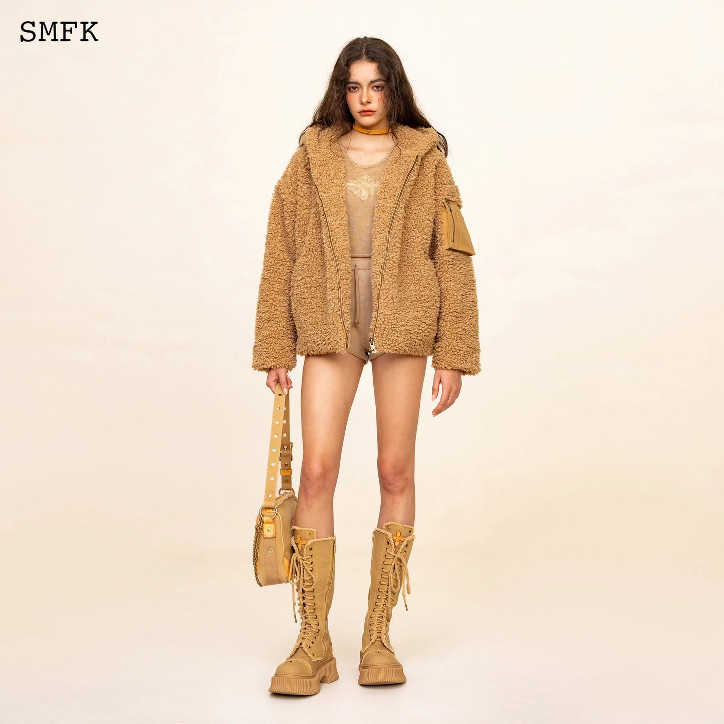 Wildworld Adventure Outdoor Faux Fur Hoodie In Wheat