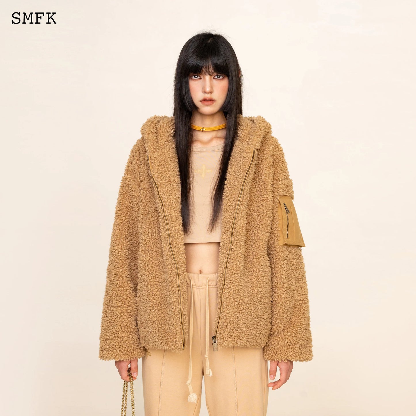 Wildworld Adventure Outdoor Faux Fur Hoodie In Wheat