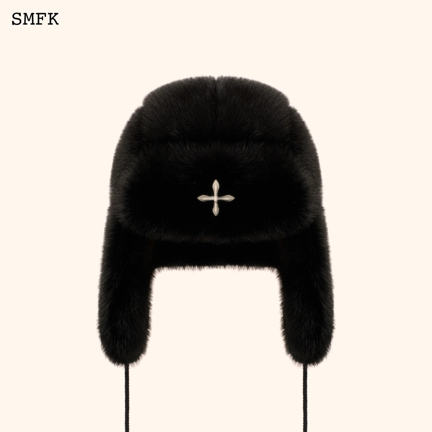 SMFK COMPASS CROSS WINTER FAUX FUR HAT IN BLACK