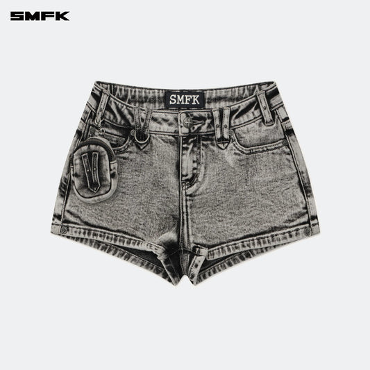SMFK COMPASS TARPAN ROCK LOW-WAIST DENIM SHORTS DARK GRAY