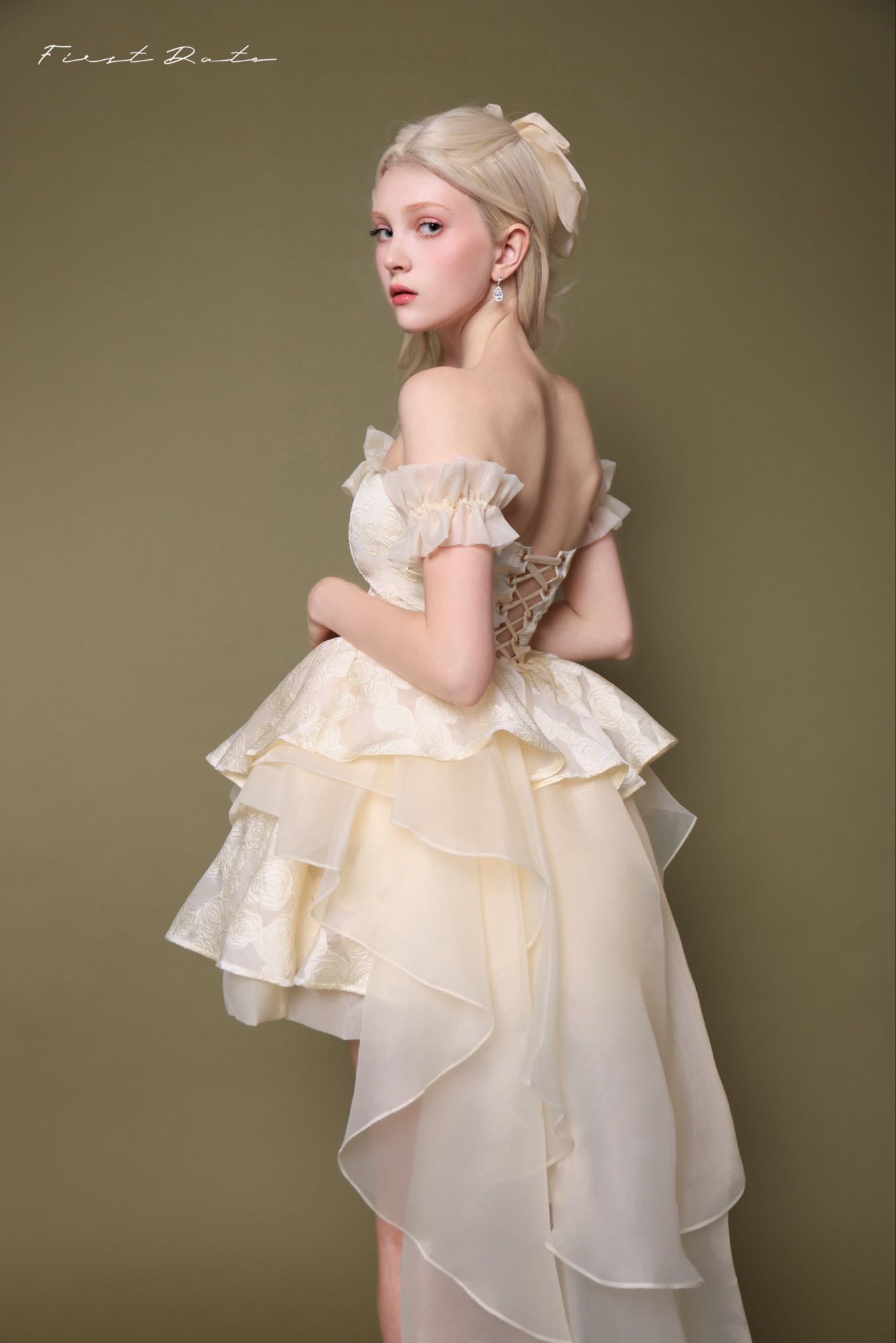 FIRST DATE Isabella Lace-Up Back Princess Gown