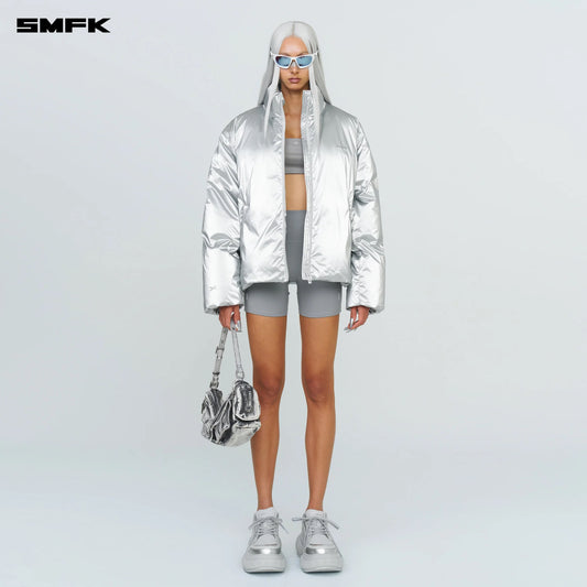 SMFK FUTURE X-STORM AIR BUBBLE PUFFER JACKET IN SILVER