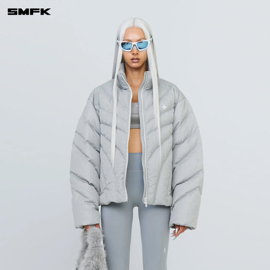 SMFK FUTURE STORM WIDE DOWN PUFF JACKET IN SILVER