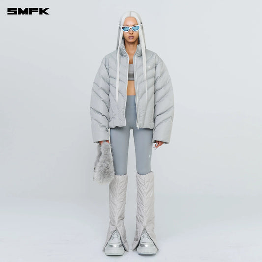 SMFK FUTURE STORM WIDE DOWN PUFF JACKET IN SILVER