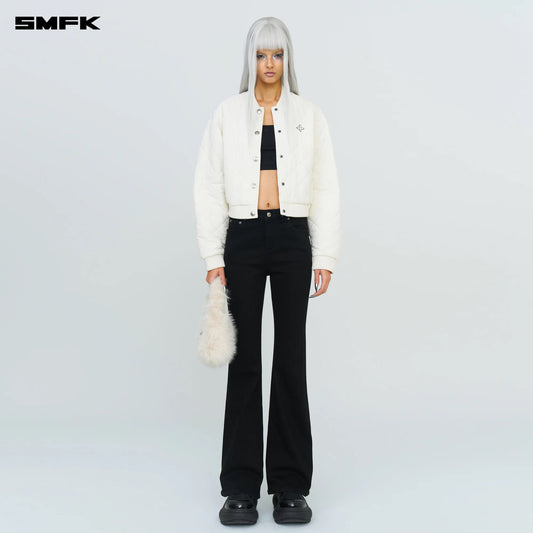 SMFK COMPASS WINTER BADGE BASEBALL JACKET IN CREAM