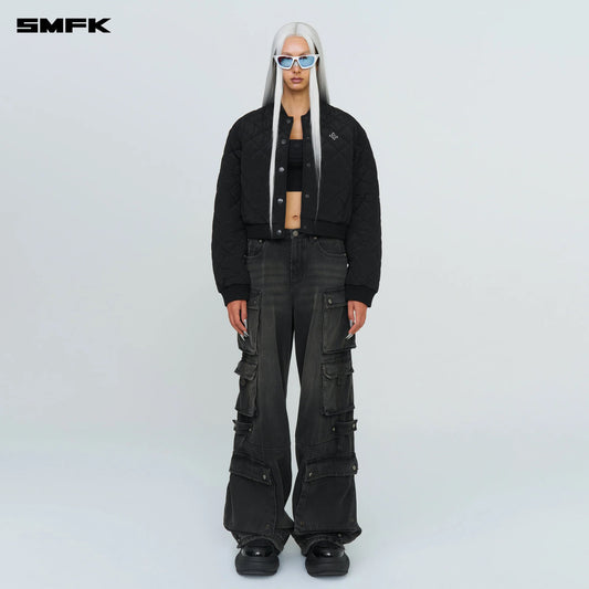 SMFK COMPASS WINTER BADGE BASEBALL JACKET IN BLACK