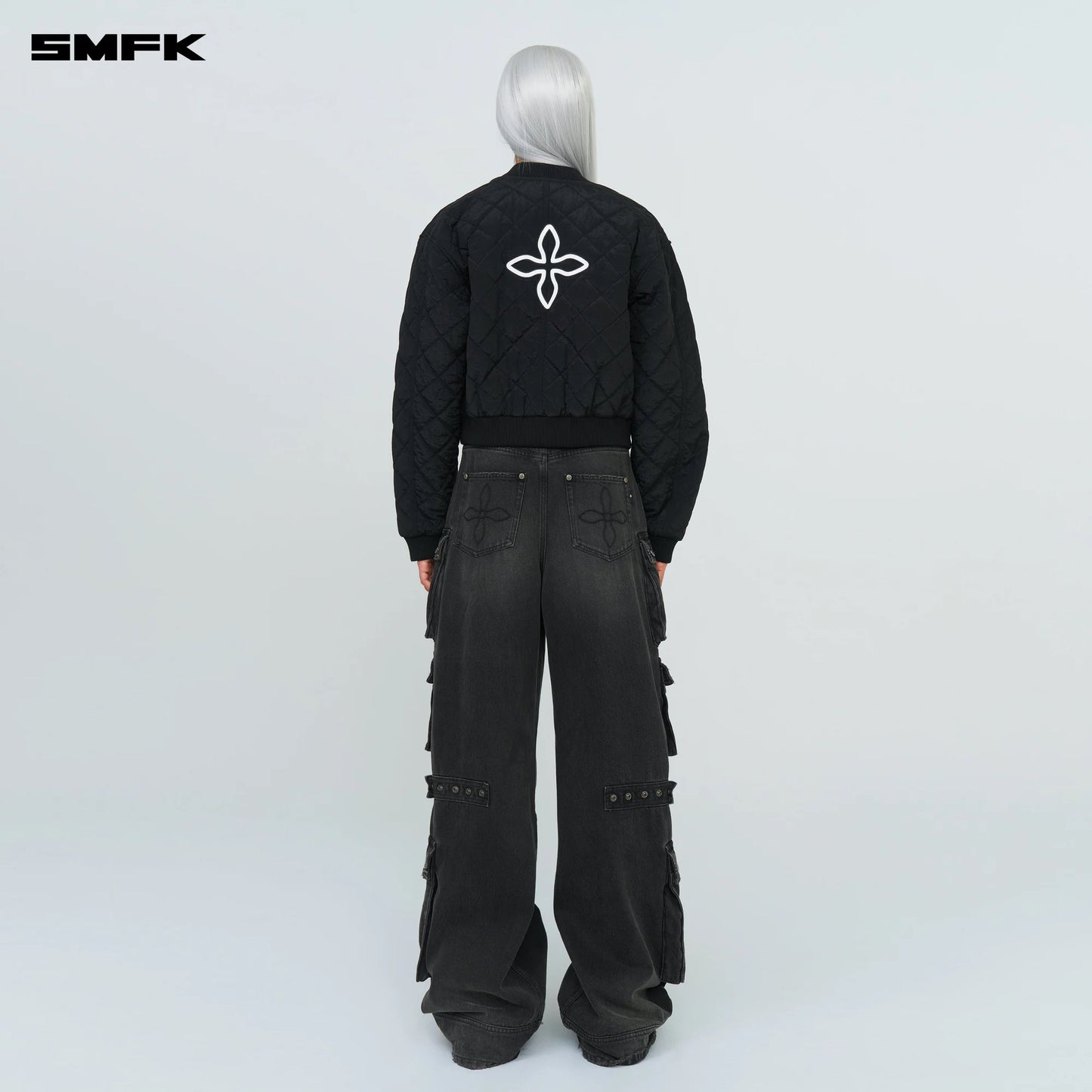 SMFK COMPASS WINTER BADGE BASEBALL JACKET IN BLACK