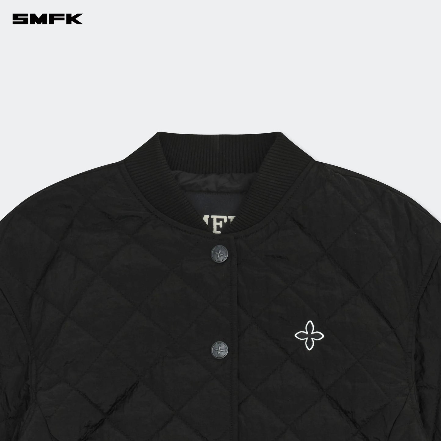 SMFK COMPASS WINTER BADGE BASEBALL JACKET IN BLACK