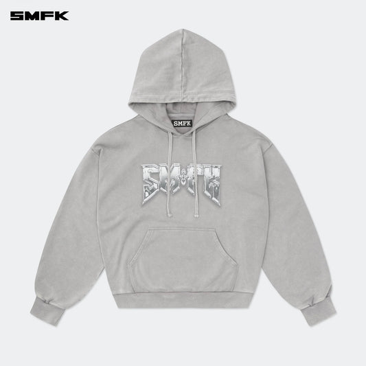 COMPASS METAL ROCK LOOSE HOODIE GRAY