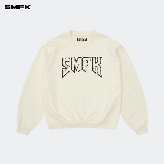 COMPASS ROCKING RETRO LOOSE SWEATSHIRT CREAM