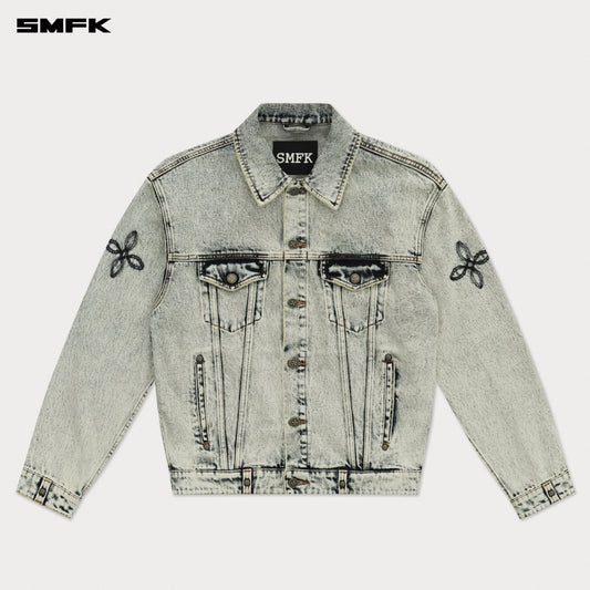 COMPASS WILD MUSTANG FLOWER ARM DENIM JACKET SNOWFLAKE