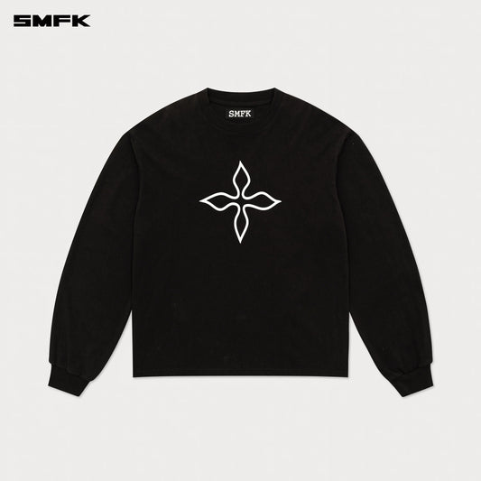 COMPASS BLACK MAGNOLIA OVERSIZED LONG SLEEVE TOP - WILDERNESS BLACK