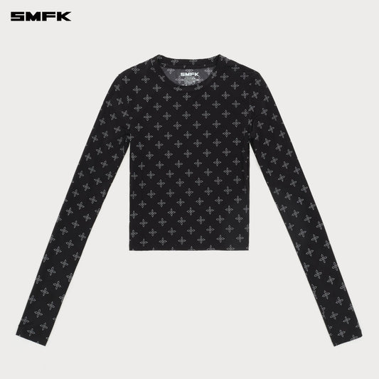 COMPASS HUG HAND-PAINTED GARDEN SLIM TOP BLACK