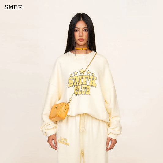 SMFK COMPASS COLLEGE VINTAGE OVERSIZE HOODIE IN CREAM