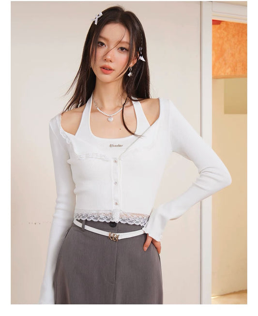 Lace Knitted Two-piece Set