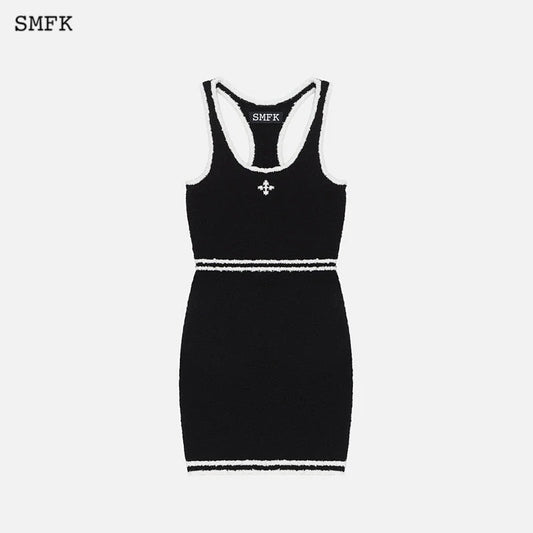 Campus Vintage Knitted Tank Dress Black