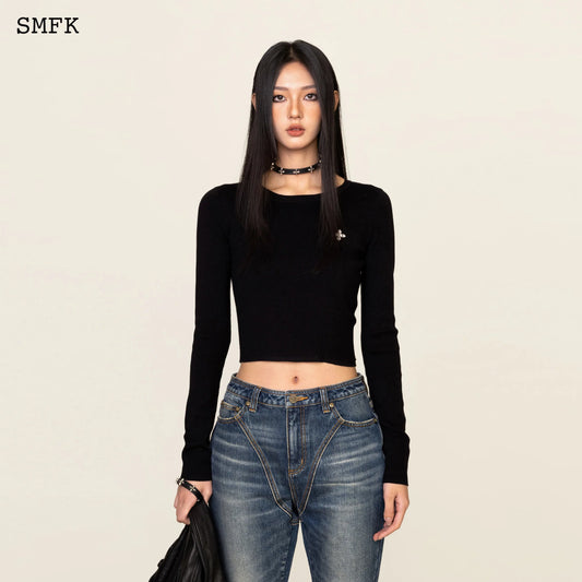SMFK COMPASS CROSS CLASSIC RIDING KNITTED TOP IN BLACK