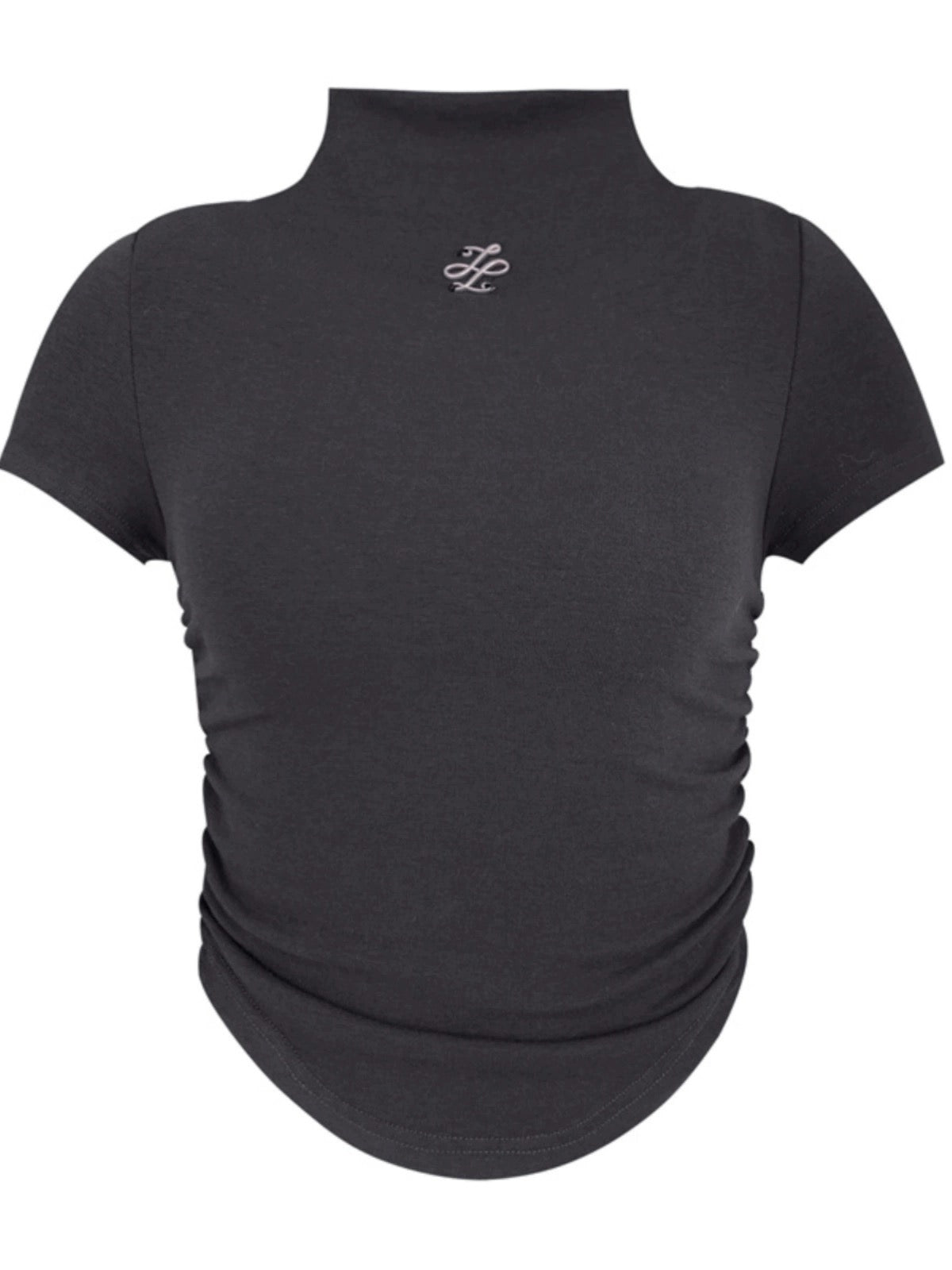 Design Sense Pleated Half Turtleneck Short-sleeved Bottoming Shirt