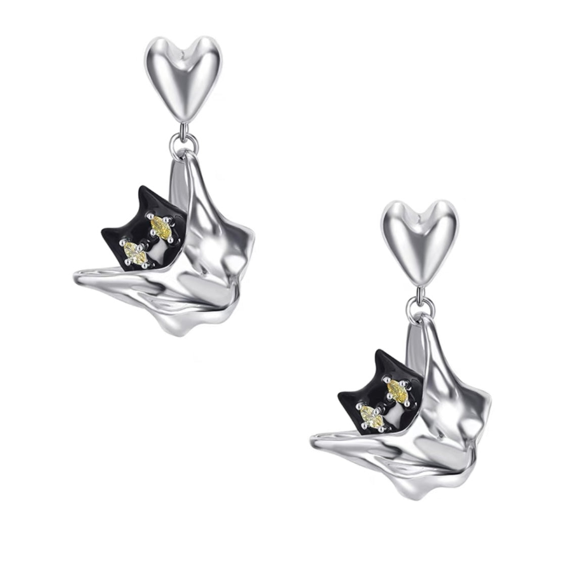 Cute Zircon Cat Stud Earrings