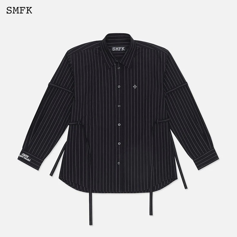 Vintage College Striped Shirt Black