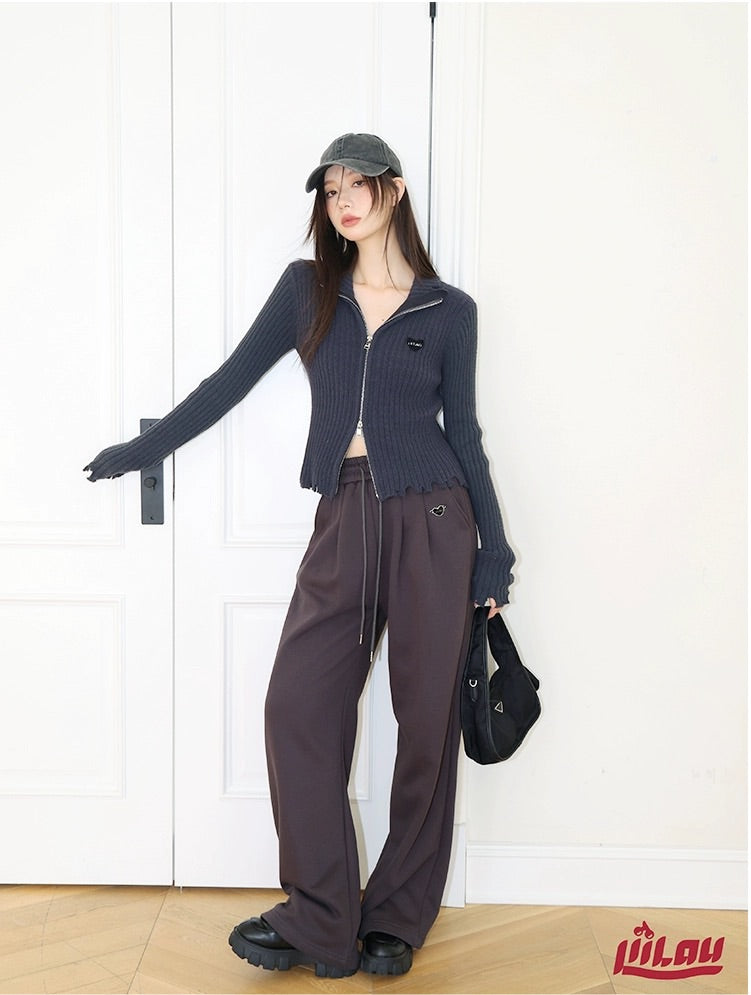 Double Pleated High Waist Relaxed Straight Pants