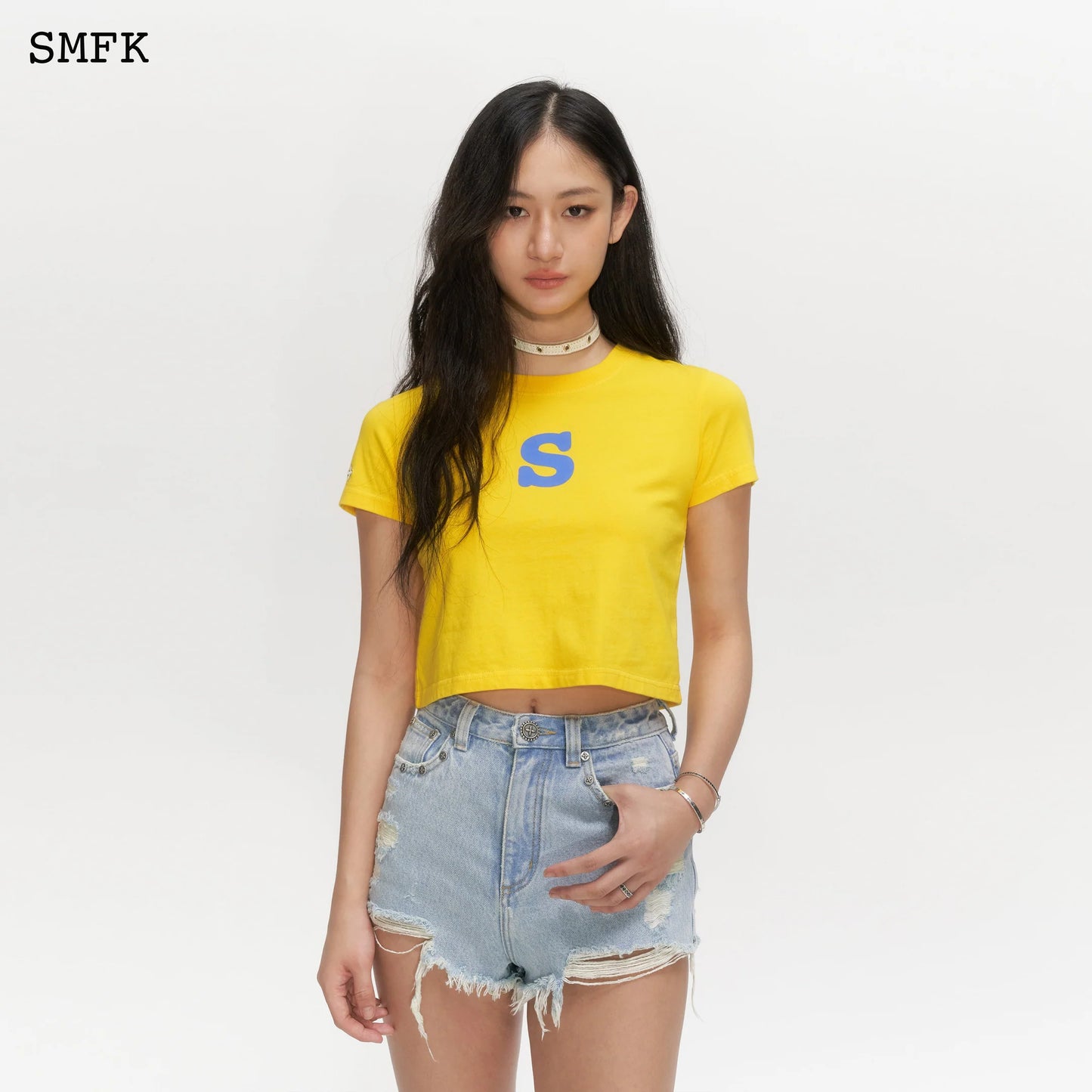 Skinny Model Yellow Tight T-shirt