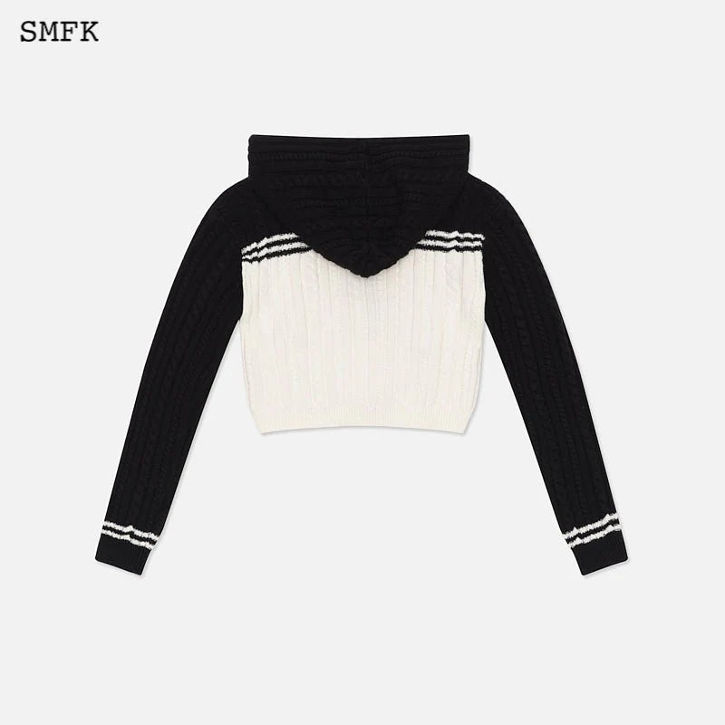 Vintage College Knit Short Hoodie