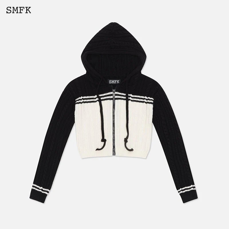 Vintage College Knit Short Hoodie