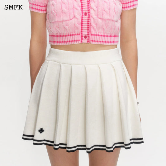 Compass Academy White Cashmere Pleated Skirt