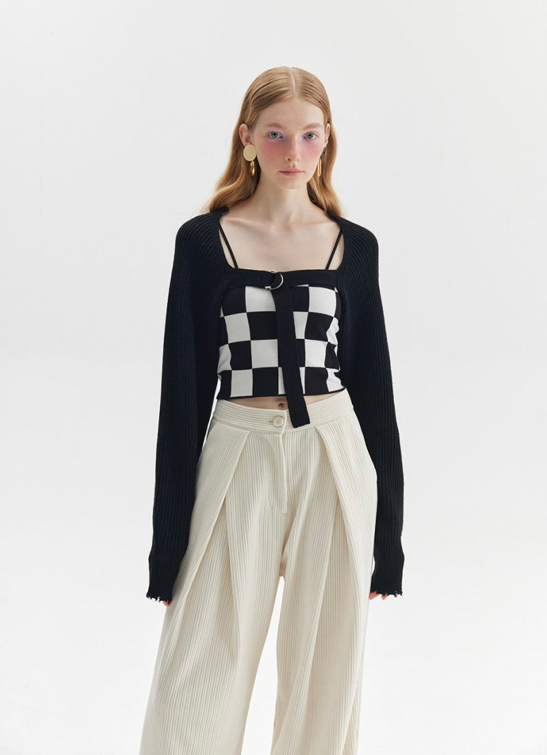 Checkered Knit Two-Piece