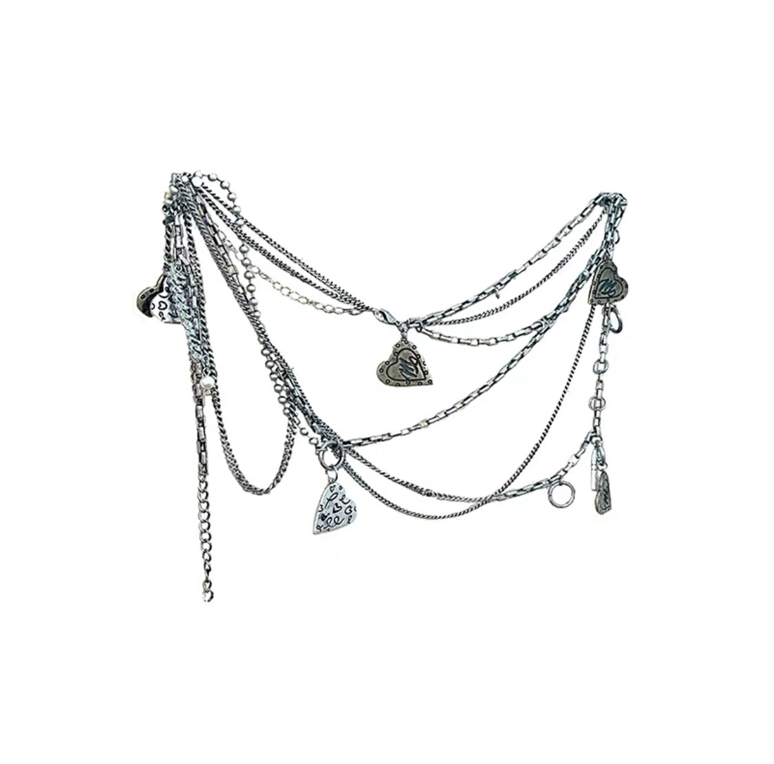 Vintage Stacked Stitching Heart Waist Chain