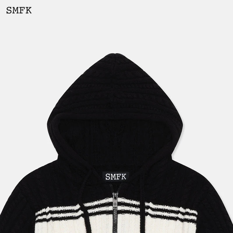 Vintage College Knit Short Hoodie