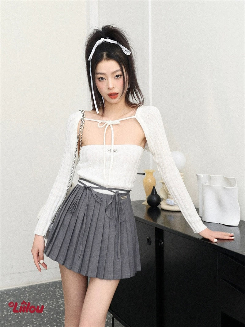 Design Sense Asymmetrical Pleated Skirt