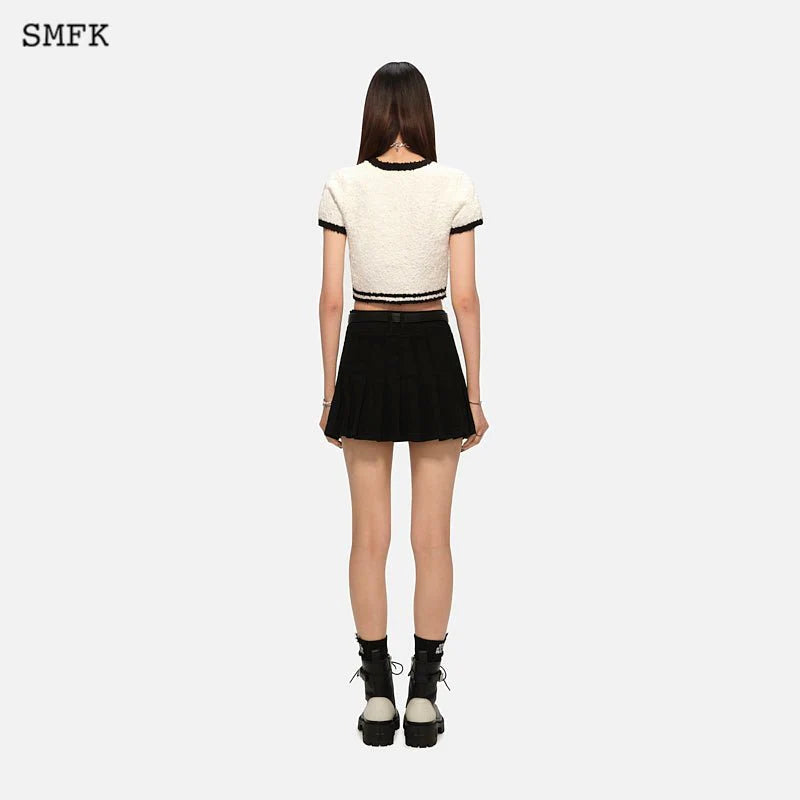 Vintage College Knit Short Tee White