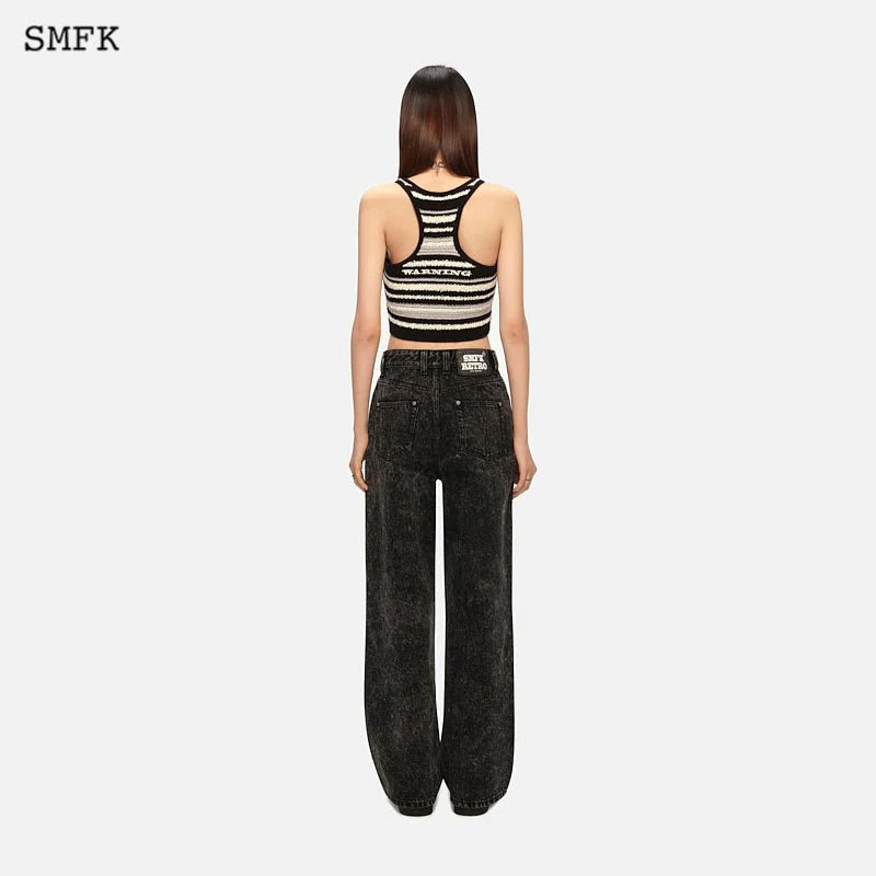 Black Snowflake Vintage Wide Leg Jeans Black