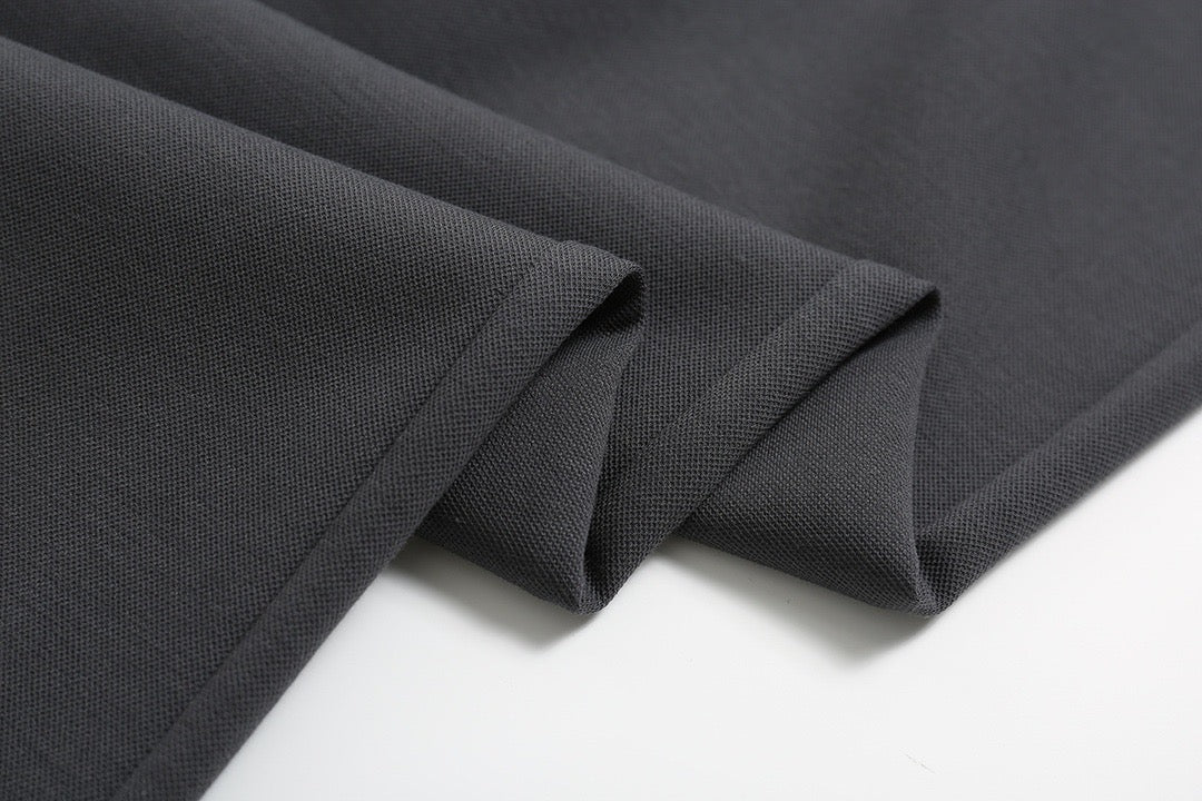 Color Block Polo Casual Suit in Dark Grey