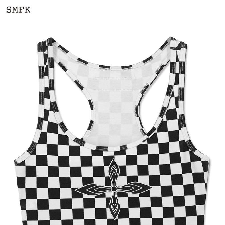 Black and White Grid Tank Dress